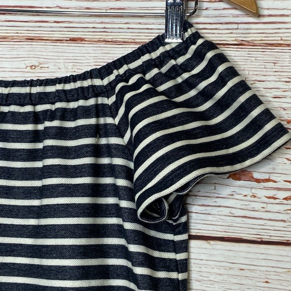 Madewell Off the Shoulder Melody Dress in Gray/White Stripe Sz XS - Picture 7 of 12